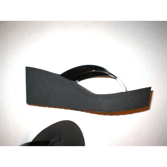 New Womens Guess Foam Platform Wedge 9.5 Crystal Logo Shoes Sandals Light Black - Picture 2 of 4